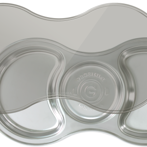 Stainless Steel 3 Compartment Food Tray with Silicone Suction (Includes Cover)