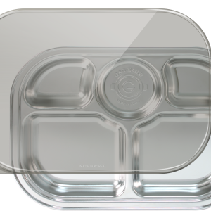 Stainless Steel 5 Compartment Food Tray with Silicone Suction (Includes Cover)