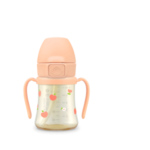 PPSU Straw Cup 200ml with Steel-Free One Touch Cap (Peach Flower)