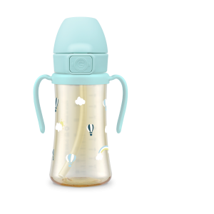 PPSU Straw Cup 300ml with Steel-Free One Touch Cap (Sky Balloon)