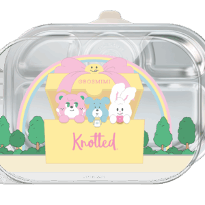 Grosmimi X Knotted 5 Compartment Baby Stainless Food Tray With Cover & Suction